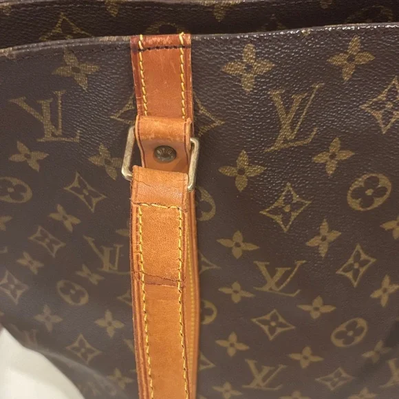 Louis Vuitton Brown Monogram Canvas Tote with Tan Leather Trim - Picture 3 of 10